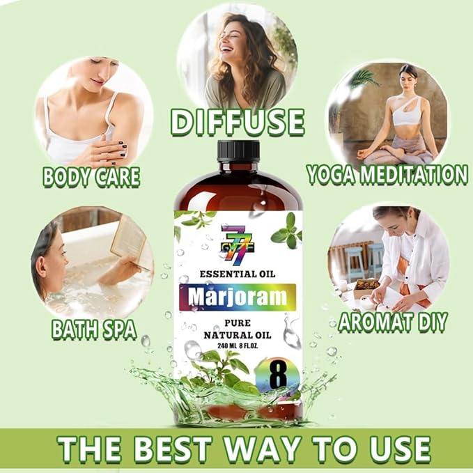 Marjoram Essential Oil (8 oz / 240 ml) ??Marjoram Oils for diffusers, humidifiers, Home Baths, Cleaning Products, Yoga, DIY Soaps and DIY Scented Candles