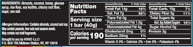 KIND Nut Bars, Almond & Coconut, Healthy Snack Bars, Gluten Free, Low Sodium, 3g Protein, 24 Count