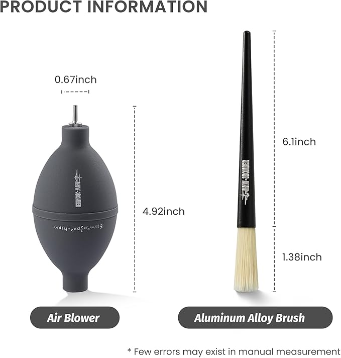 MHW-3BOMBER Coffee Grinder Air Blower and Espresso Cleaning Brush Set, Slim Kitchen Brush, PVC Air Duster and Aluminum Alloy Brush Kit for Grinder, Lens, Keyboard, Coffee Powder Cleaning Tool CS7089
