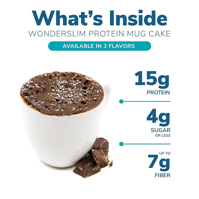 WonderSlim Protein Mug Cake, Chocolate Caramel, 6g Fiber, Low Sugar, Gluten Free (7ct)