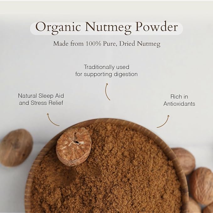 Geo-Fresh Organic Nutmeg Ground Powder, 1.76 oz (50g) - Ground Nutmeg for Baking & Cooking - Premium Nutmeg Powder Organic - USDA Certified Organic - Non-GMO, Kosher & Gluten-Free - Aromatic & Freshly Sourced