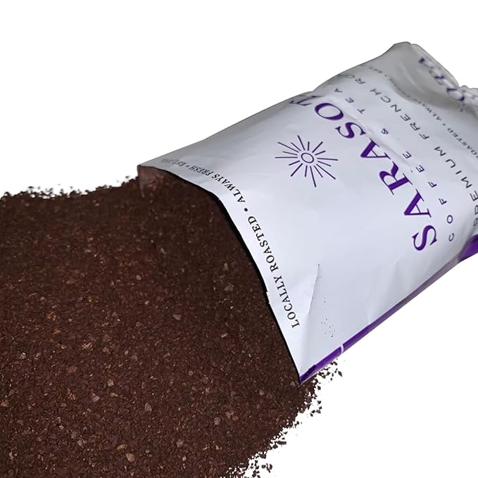 Sarasota Coffee Ground Packets | Gourmet Dark French Roast Ground Coffee Packs | Cubano European | Low Acid Mold Free Singles Individual Pouches for 12 Cup Coffee Maker | 2 Ounce Bags, 12 Count