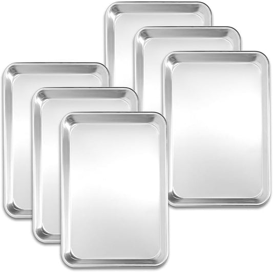 6 Pack Half Size Baking Sheet Pans, Aluminum Commercial Cookie Sheets Non-Stick, 18"x13"