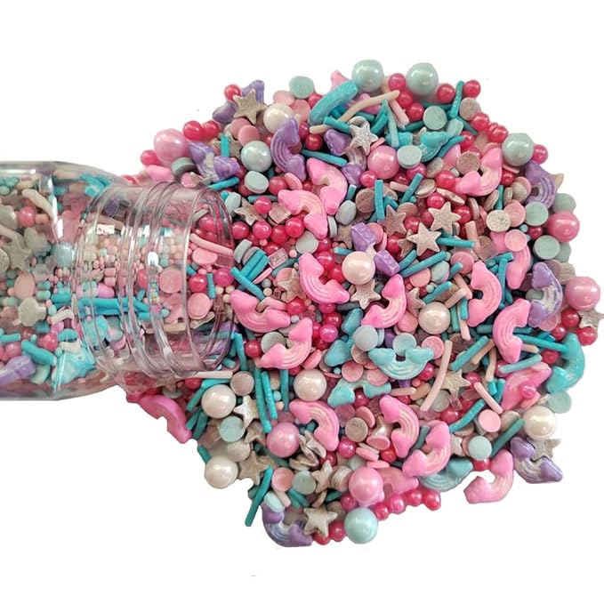Rainbow Cloud Sprinkles - Cake Sprinkles - Edible Sprinkles for Baking - Cupcake and Cake Topper - Sprinkle Mix - Cake Decorations - 3.18 Ounces (Rainbow)