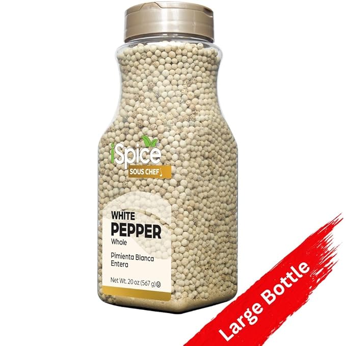 iSpice | White Pepper Whole | 20 oz | Bulk Size | Gourmet Spice | Kosher