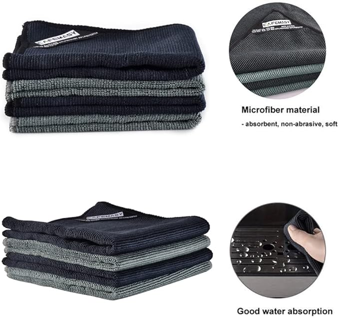 CAFEMASY Barista Towels Espresso Bar Accessories 4 Pack Soft Absorbent Non-Abrasive Micro Cleaning Cloth for Barista to Clean Steam Wand Coffee or Espresso Machine