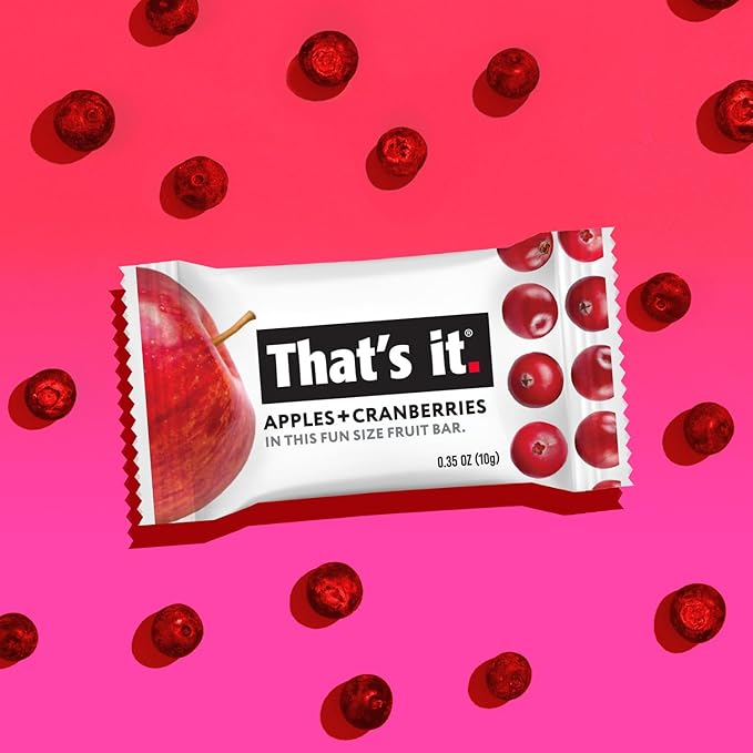 That???It. Fun Size Fruit Bars Variety Pack(50 Pieces, 10g Each) With Apples + Bananas, Apples + Cranberries, Non-GMO, Paleo and Kosher Friendly, Gluten Free Breakfast Snacks