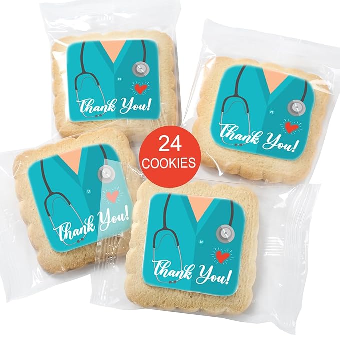 Thank You Doctor Nurse Cookies 24 Pack Themed Cookies Individually Wrapped | Healthcare Worker Appreciation Medical Staff