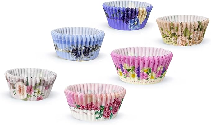QiQee Mother's Day Jumbo Cupcake Liners - 300PCS Gradient Cupcake Cups with 6 Designs - Large Size