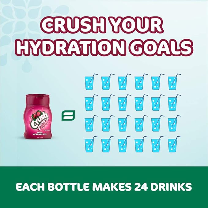 Crush, Strawberry, Liquid Water Enhancer ??New, Better Taste! (4 Bottles, Makes 96 Flavored Water Drinks) ??Sugar Free, Zero Calorie