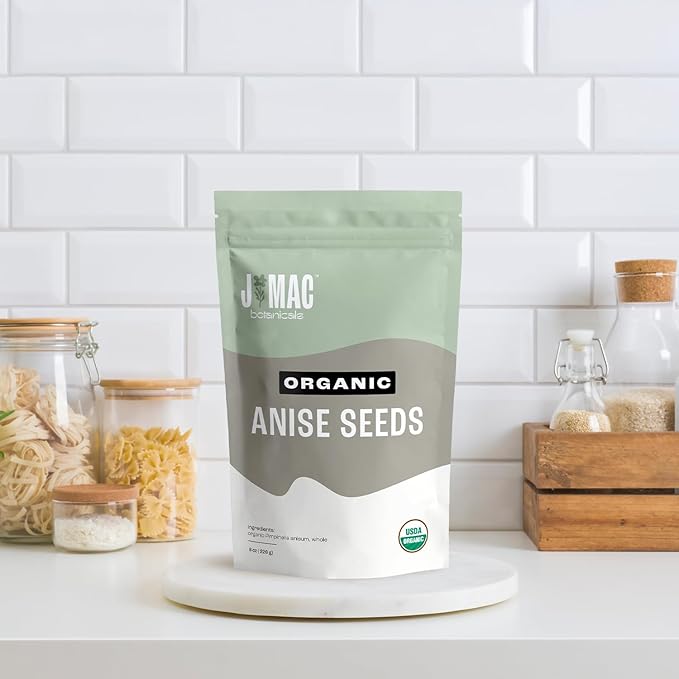 J Mac Botanicals Organic Anise Seeds (16 oz) whole seeds, aniseed, anise cookies, anise tea, anise seed powder, anise seeds for baking, Certified Organic.
