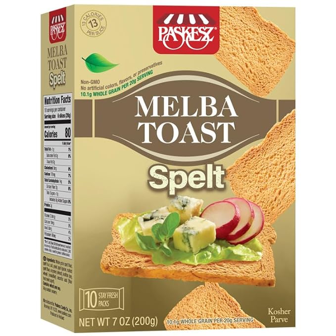 Only Kosher Candy Spelt Melba Toast Flatbread Crackers Kosher Parve with No Artificial Flavor, Fresh Natural Ingredients, Kosher Certified Delicious Snack Crackers (Pack of 3)
