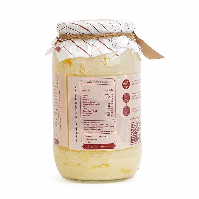 Indicow Murrah Buffalo Desi Ghee | Grass Fed Buffalo| Pure Authentic Vedic (1000ML(33.8oz), Buffalo Ghee) |Clarified Butter | Price revision soon