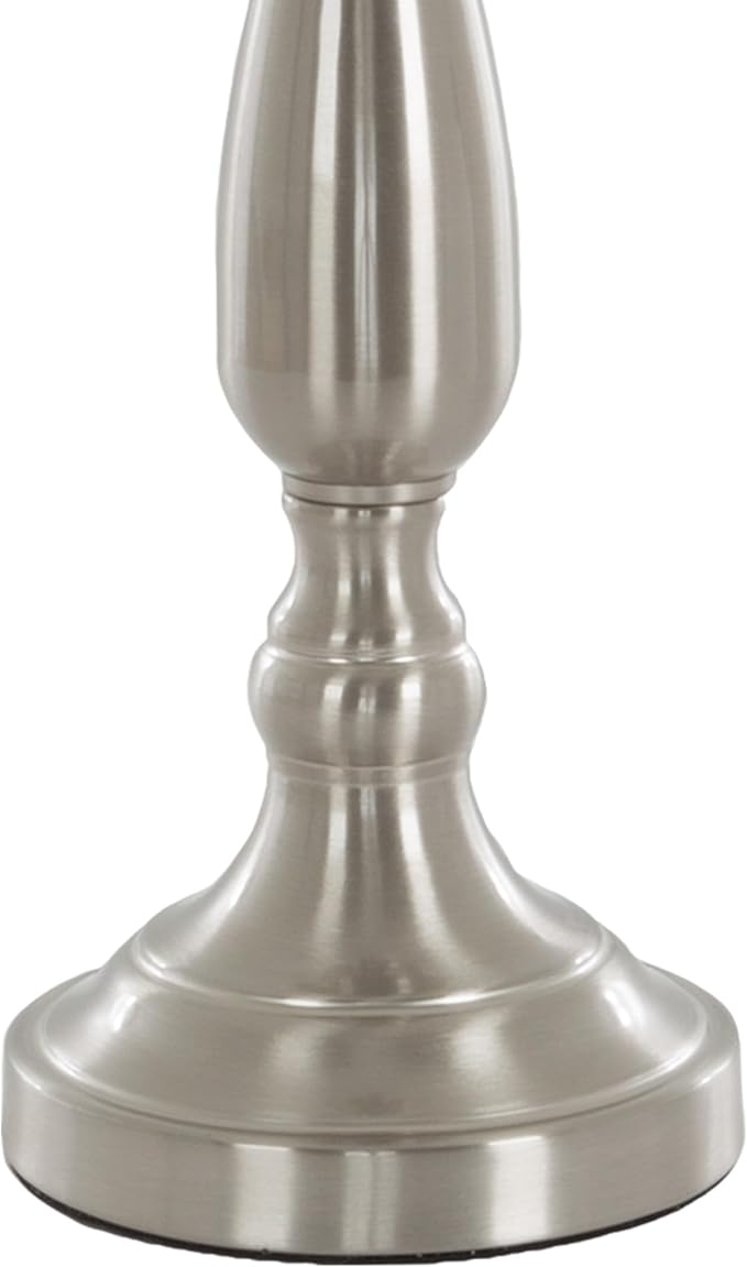 Brushed Steel Table Lamps - Set of 2 Traditional Accent Lights with LED Bulbs - Home Décor for Bedroom, Living Room, Office, or Entry by Lavish Home