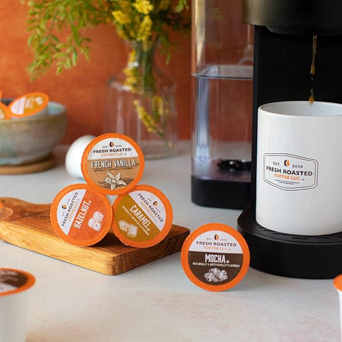 Fresh Roasted Coffee, The Great Eight, Flavored Coffee Pod Variety Pack, K-Cup Compatible, 48 Count