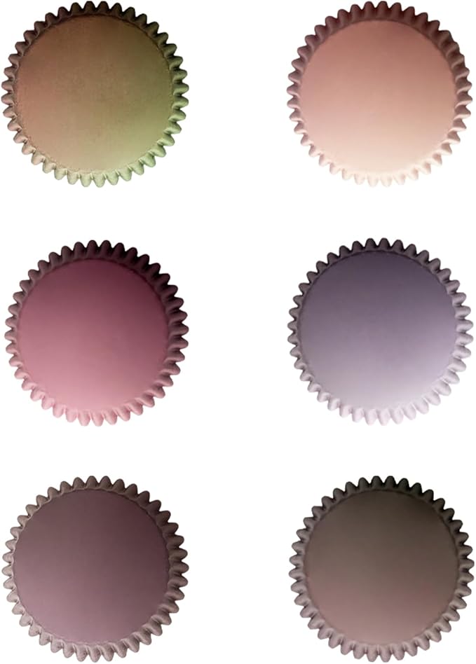 qiqee 300PCS Mini Gradient Cupcake Liners Cupcake Cups 6 Designs Coffee Gradient Cupcake Papers Baking Cups Cupcake Wrappers (Small Size)