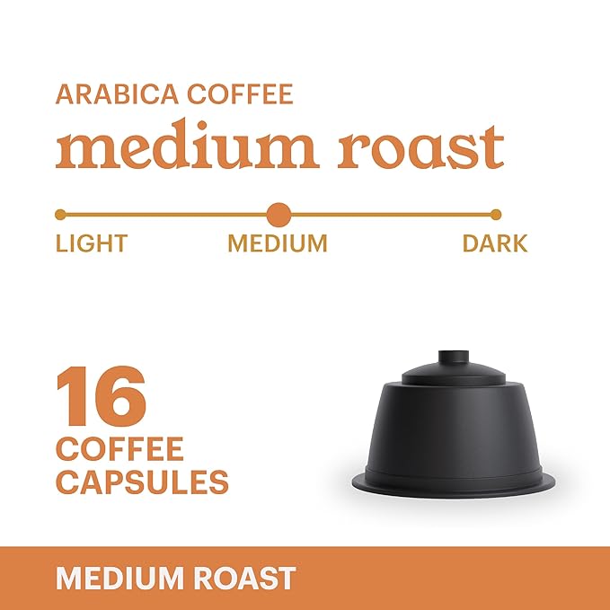 GRANA Medium Roast 16 Capsules Compatible with Nescafe Dolce Gusto - 16 count - 100% Arabica, Single Source, Clean Coffee Pods