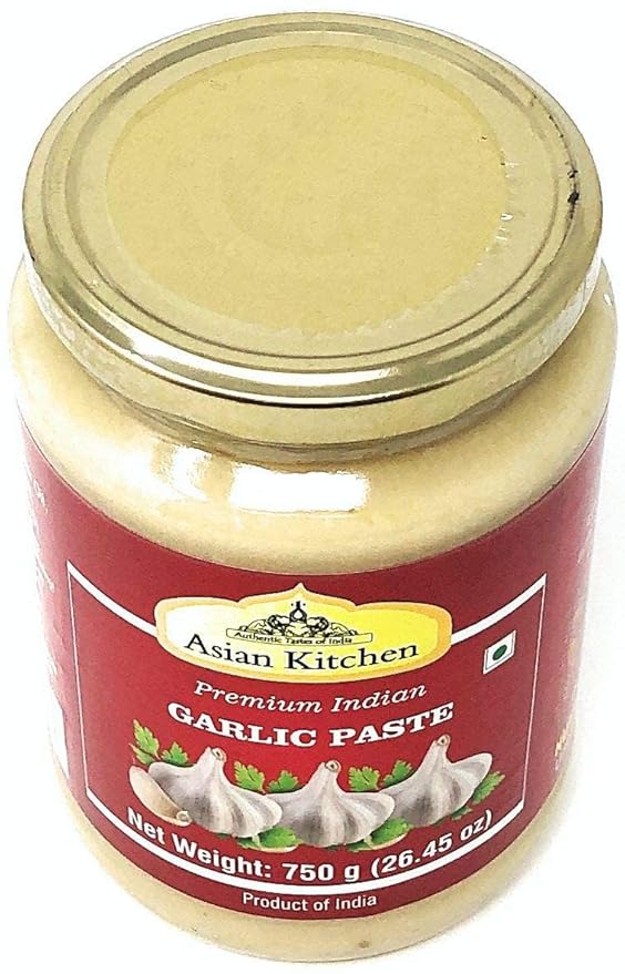 Asian Kitchen Garlic Cooking Paste 26.5oz (750g) Glass Jar ~ Vegan | Gluten Free | NON-GMO | No Colors | Indian Origin