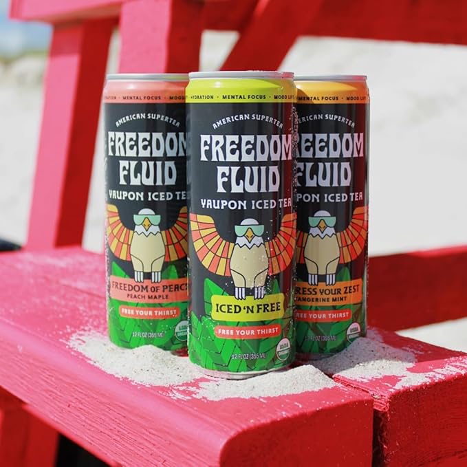 Freedom Fluid Yaupon Iced Tea – Refreshing & Slightly Sweet Organic Yaupon Tea – Variety 12 Pack (12 oz cans) – Antioxidant Rich, Natural Caffeine, Low Calorie, Low Sugar Herbal Tea Drink