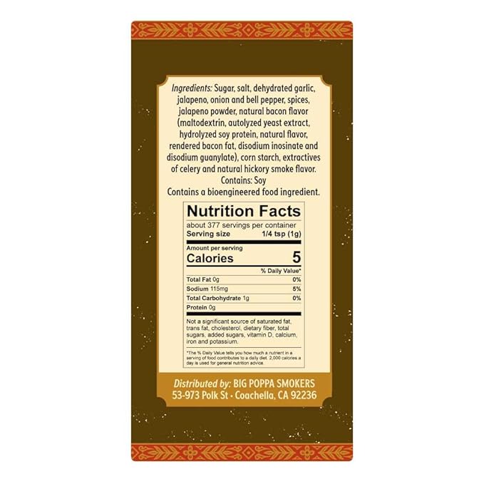 Big Poppa’s Jallelujah Jalapeño Bacon Seasoning – Sweet & Spicy Maple Bacon Rub for Beef, Pork, Chicken & More – Bold, Gluten Free Seasoning for Grilling, Roasting & Backyard BBQ (13.3 Oz)