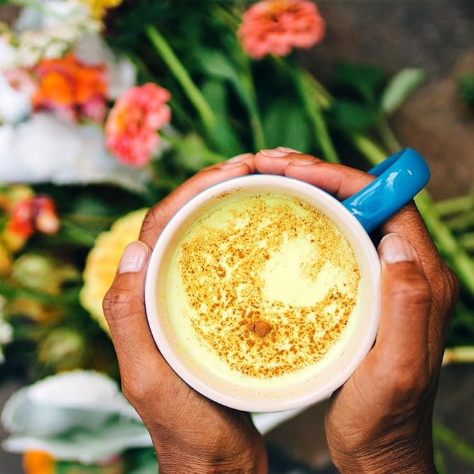 Banyan Botanicals Turmeric Milk ??Organic Turmeric Latte Mix with Ashwagandha & Cardamom ??Instant Caffeine Free Golden Milk with Maple Sugar ??4.3 oz, 26 servings ?“Non GMO Sustainably Sourced Vegan