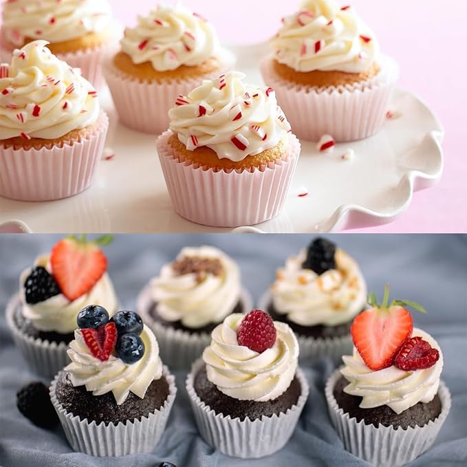 1000 Counts Heavy Duty Standard White Cupcake Liners Paper Cupcake Wrappers Bulk Cup Cake Cases 2 inches Baking Paper Cups for Baking Candy Cooking (White, 2 inches)