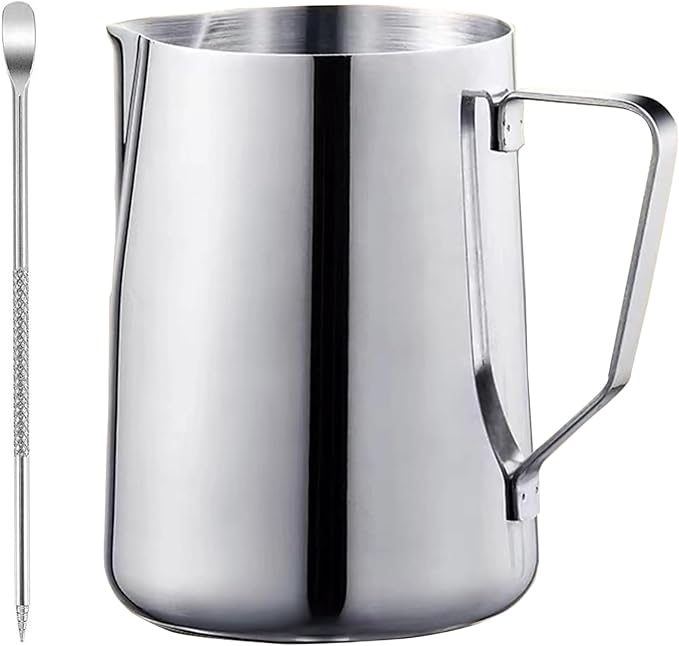 Milk Frothing Pitcher 50oz, Espresso Steaming Pitchers 50 Oz, Espresso Machine Accessories, Milk Frother cup 1500ml, Coffee Cappuccino Latte Art, Stainless Steel Jug with Dsecorating Art Pen
