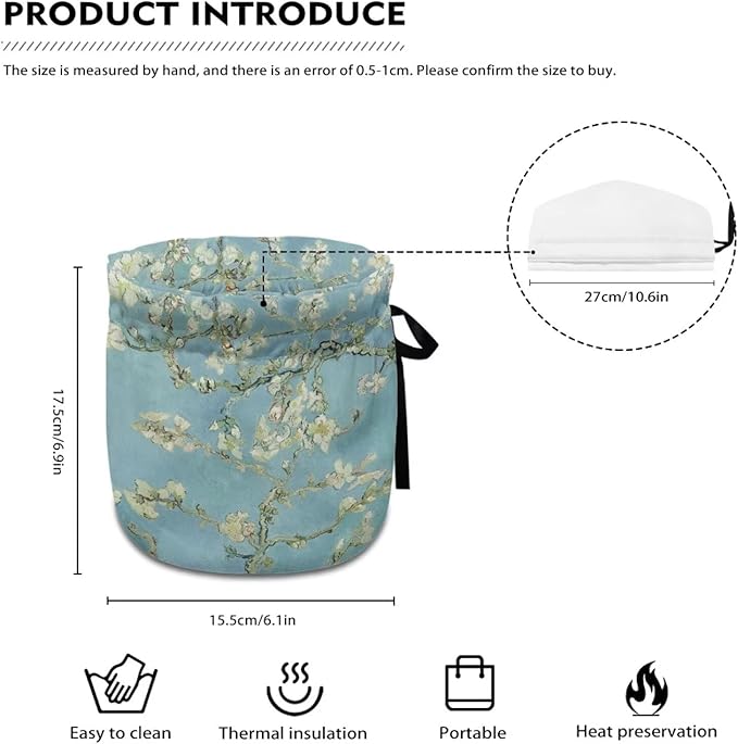Blossoming Almond Tree Oil Painting Tea Cosy Soft Fabric Dustproof and Durable Tea Pot Cozies for Home Kitchen Table Hotel Tea Party Restaurant
