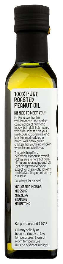 Oi! Roasted Peanut Oil 8.4 oz, Non-GMO, Gluten Free for Cooking, Baking and Grilling