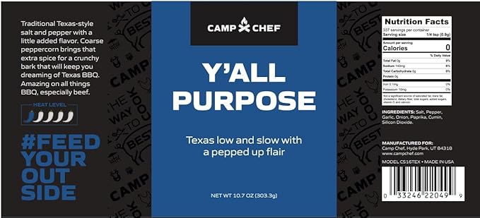 Camp Chef Y'all Purpose Seasoning 10.7 oz Net Wt