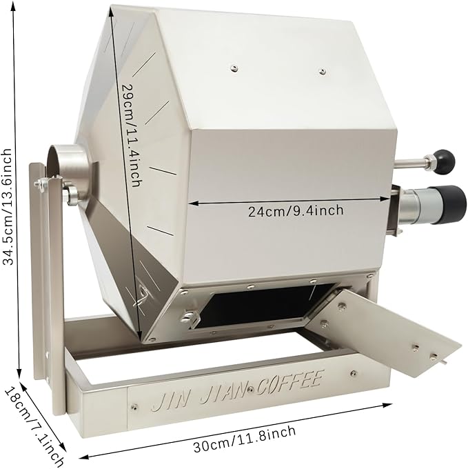 Cashewnuts Commercial Coffee Bean Roaster 14.5L Coffee Bean Baker Drum Type Stainless Steel Roasting Machine with Speed Controller, Automatic (Style 2)