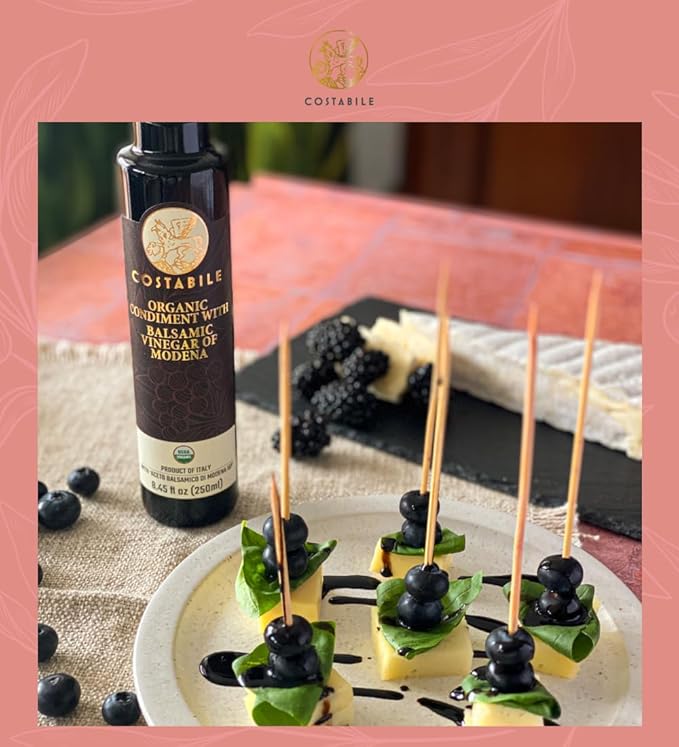 Costabile Modena Balsamic Vinegar Organic Barrel Aged ??Made in Italy, Rich Flavor, Natural Ingredients, Thick Texture, Gourmet Finish, Traditional Method - 8.45 Fl. Oz.
