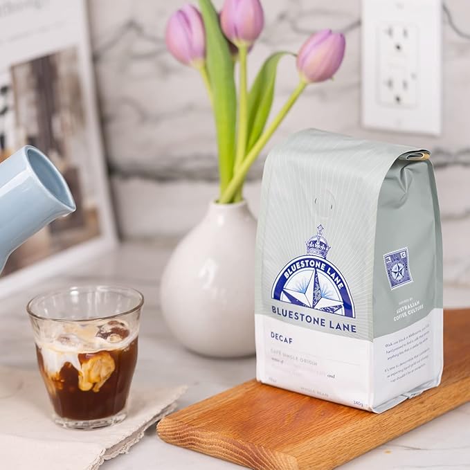 Bluestone Lane Coffee, Decaf Colombian Espresso Beans, Medium Roast, Whole Bean, 12 Ounce Bag, Fresh Roasted Single Origin