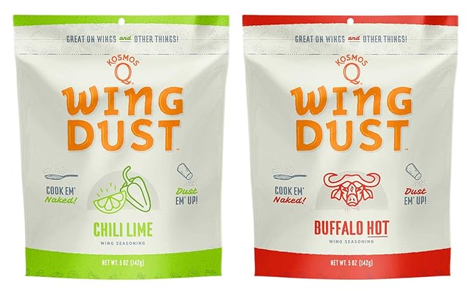Kosmos Q Wing Dust Grill Spices and Seasonings Set - 11 Flavor Variety Chicken Wing Seasoning Gift Set - Dry Rubs for Grilling & Smoking - BBQ Spices Include Buffalo, Garlic Parmesan, Cajun, and More