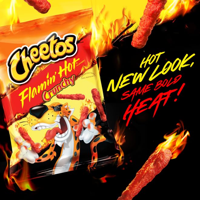 Cheetos Cheese Flavored Snacks, Flamin' Hot Crunchy, 1 Ounce (Pack of 40)