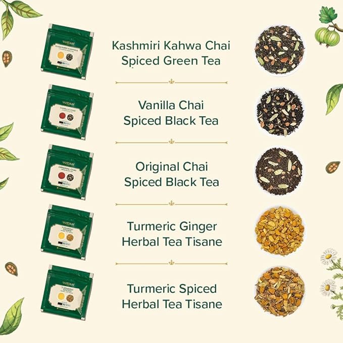 VAHDAM, Assorted Chai Tea Loose Leaf Tea Gift Set (10 Flavors) Gift Ideas for Women & Men | Indian Exotic Chai Tea Blends | Resealable Ziplock Pouch | Gifts for Him/Her