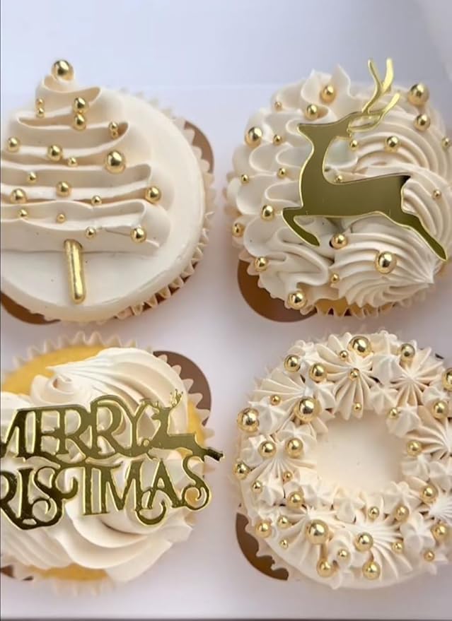 4 in 1 Super Gold Pearl Sugar Sprinkles 6 oz, 4 sizes Candy Pearls Ideal for Baking, Cake and Cupcake Toppers, Cookie Decoration, Ice Cream Topping, Wedding Shower Party Valentines Halloween Christmas