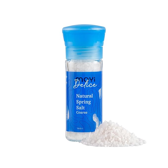 MAYİ Ancient Natural Spring Salt Coarse Grain Grinder 3.8 oz - Hand-Harvested, Kosher, Microplastic-Free, Mineral-Rich, Chemical-Free, Non-GMO, Diamond Crystal Grain, Unrefined Salt for Cooking, Grilling, Baking, Canning & Pickling, Low Sodium Diets
