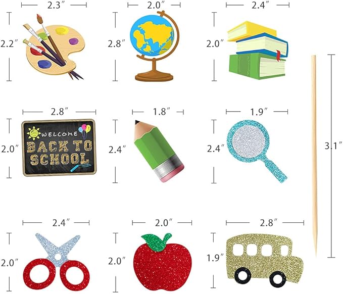 36 Pcs Welcome Back to School Cupcake Toppers, Welcome the First Day of School Party Supplies Cake Decorations for School Activities Classroom Supplies