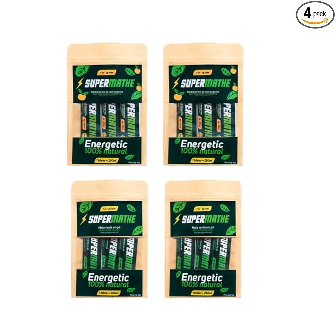 SuperMathe Yerba Mate Powder ??4-Pack (7 Blisters Each, 28 Total) ??Single-Serve Blister Packs ??Natural & Tangerine Flavors