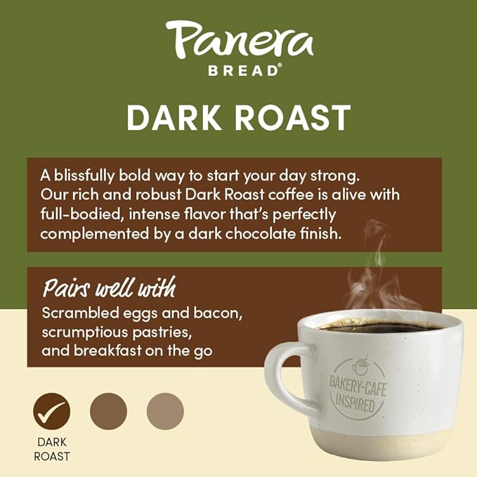 Panera Bread Dark Roast Coffee, Single Serve 96 Count Pods (4 Packs of 24)