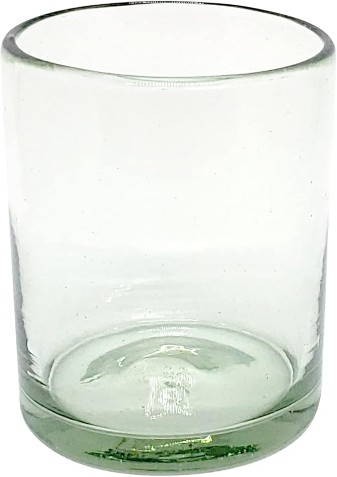 Clear 10 oz Tumblers (set of 6), Hand Blown Mexican Glassware, Recycled Glass Drinking Glasses, Lead-Free, Cocktail Margarita Glasses, Wine Glasses, Shot Glasses, Whiskey Glasses (Tumbler)