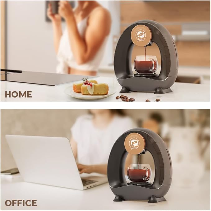 Single Serve Coffee Maker,Fast Brew in 2 minutes,Stylish&Compact Design,MINI Q 2 IN 1 Coffee Machines for K*cup Capsules & Ground Coffee, Dark Grey Coffee maker