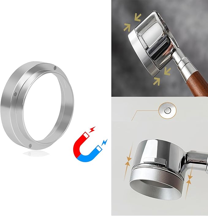 51mm Espresso Dosing Funnel Kit ??Magnetic Aluminum Funnel & Silicone Mat, Perfect Fit for 51mm Portafilter & Grinder, Compatible with a 48mm manual coffee grinder funnel ??Pill Prevention