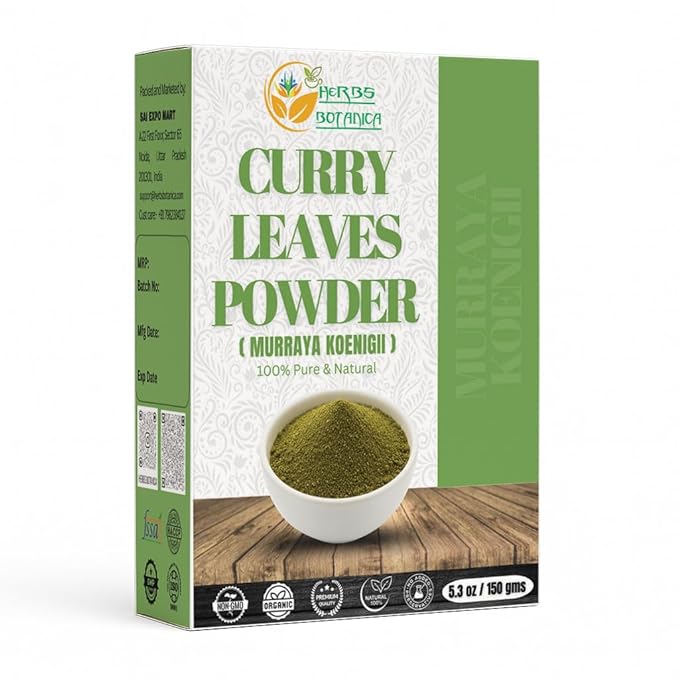 Curry Leaf Powder 100% Natural Grown Dried 5.3 oz | Promotes Hair Growth Formulation | Strong Hair | Hair Volume | Thicker Hair No Chemical by Herbs Botanica