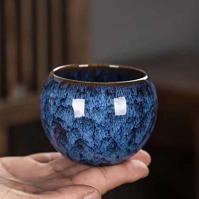 MQjzsh Chinese Japanese Traditional Ceramic Tea Cups, Mini Ceramic Kung Fu Tea Cups, Mate Cup Set, Tea, Espresso, 4-Piece Set for Home, Outdoor and Office
