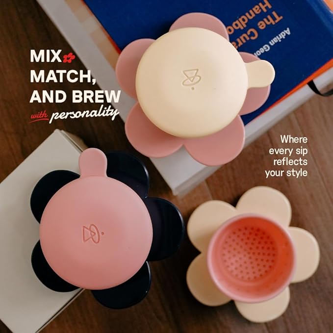 ??Vietnamese Coffee Dripper ??MIX COLORS ??Pour Over Coffee Maker with Flower Design ??Reusable Coffee Filter for Sustainable Brewing (Black + Red)