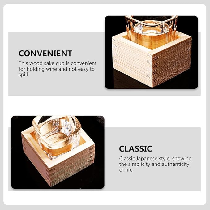 Sake Cup Wooden Box: Japanese Saki Cup Holder Box Square Drinkware Glasses Bottle Container for Storage Serving Sushi Party Accessory
