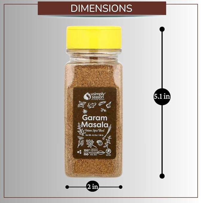 USimplySeason Garam Masala Spice Blend (4.8oz) - Warm & Aromatic Spice for Indian-Inspired Dishes & More - Made in USA