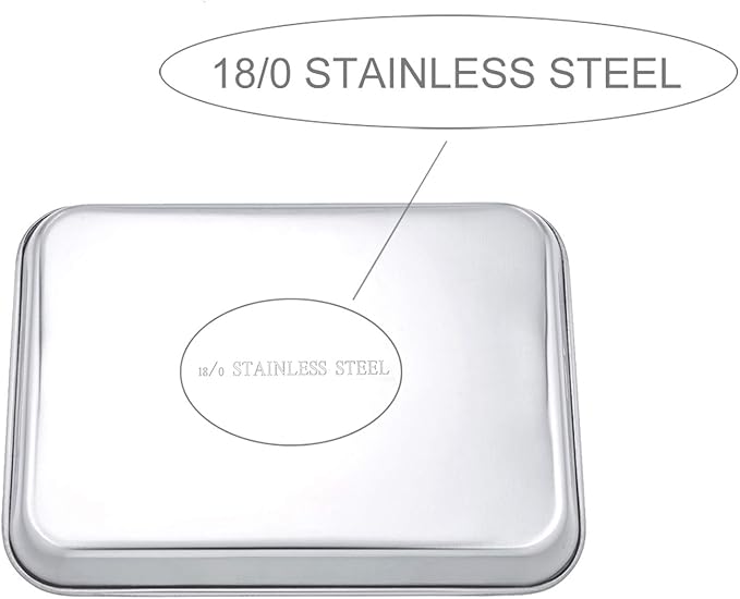 P&P CHEF 9 Inch Baking Cookie Sheet, Oven Pan Tray Stainless Steel Sheet Pan for Kitchen, Oven Bakeware for Multi Uses, Shiny Look & Dishwasher Safe, Healthy & Heavy Duty, 4Pcs